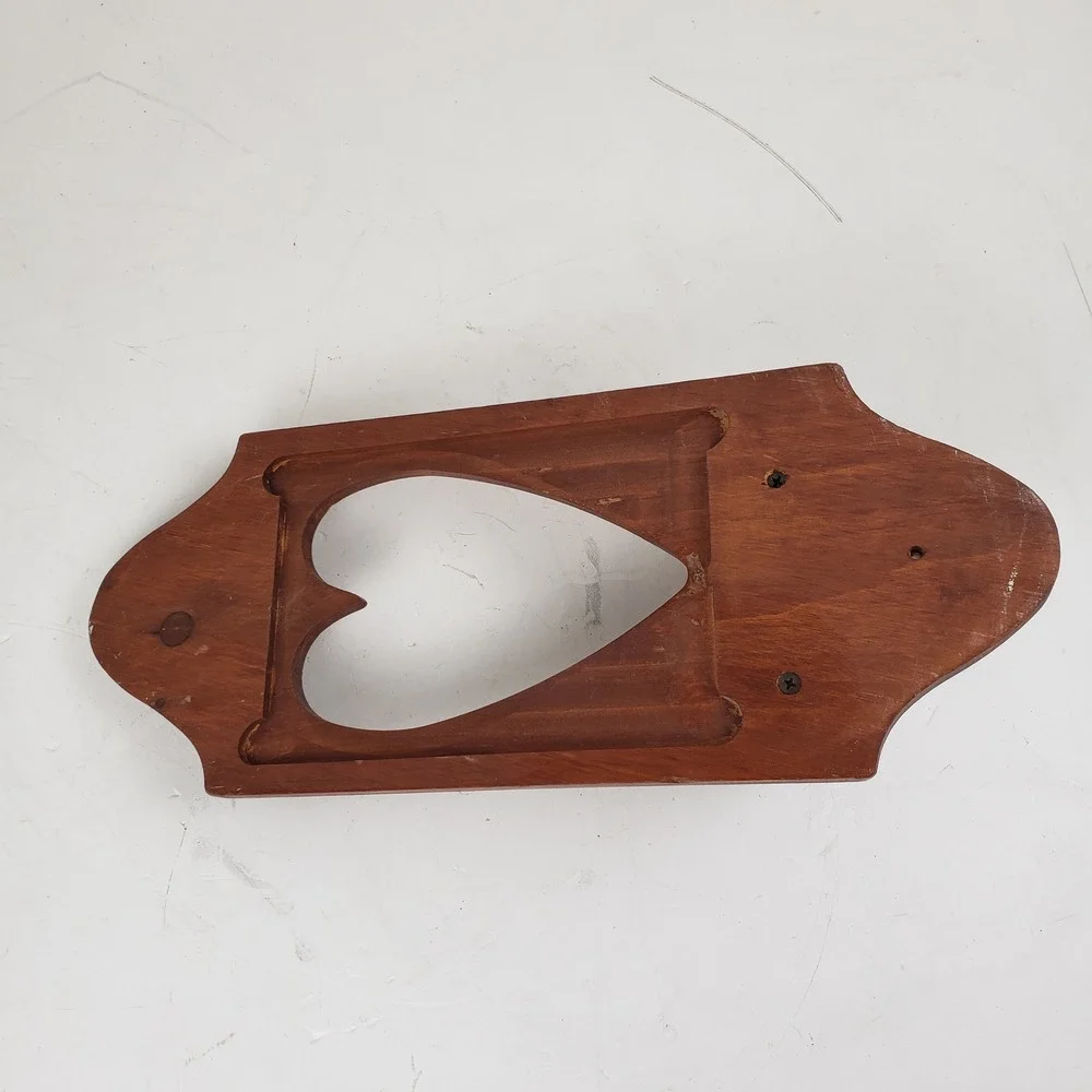 Vintage Wooden Heart Cutout Wall Shelf Rustic Country Decor Hand Painted 15